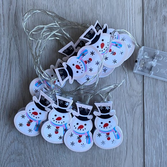 Christmas Snowman String Lights, battery powered - Picture 2 of 5